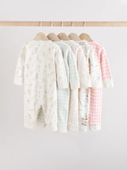 Pink 5 Pack Circus Print Baby Sleepsuit (0mths-3yrs) - Image 2 of 15