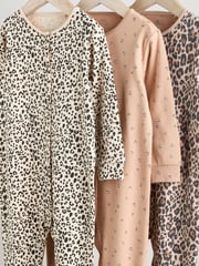 Brown Baby Animal Print 100% Cotton Sleepsuits 3 Pack (0mths-2yrs) - Image 11 of 15