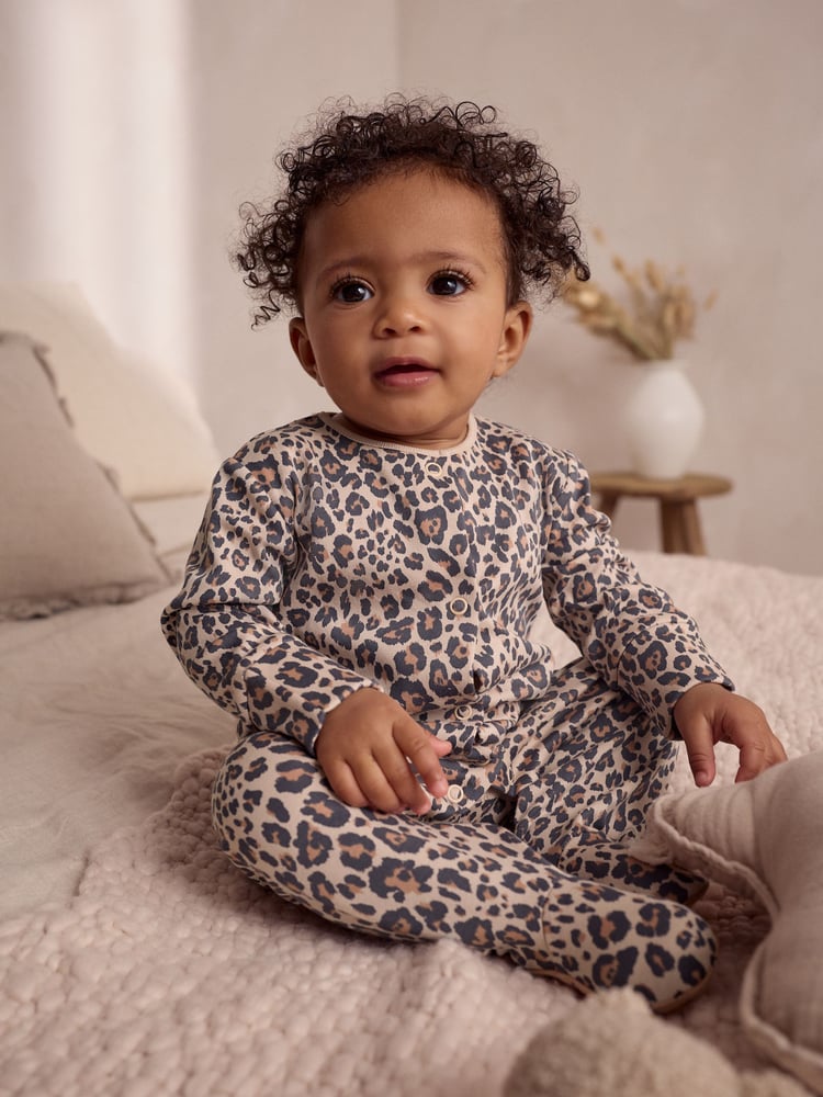 Brown Baby Animal Print 100% Cotton Sleepsuits 3 Pack (0mths-2yrs) - Image 2 of 15