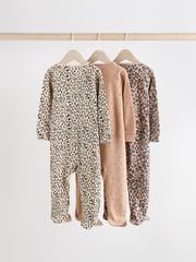Brown Baby Animal Print 100% Cotton Sleepsuits 3 Pack (0mths-2yrs) - Image 6 of 15
