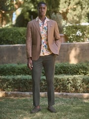 Brown Regular Fit Cotton Blend Blazer With Linen and Lyocell - Image 2 of 10