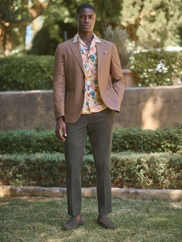 Brown Regular Fit Cotton Blend Blazer With Linen and Lyocell - Image 2 of 10