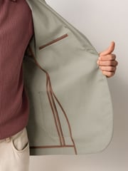 Sage Green Regular Fit Cotton Blend Blazer With Linen and Lyocell - Image 5 of 10
