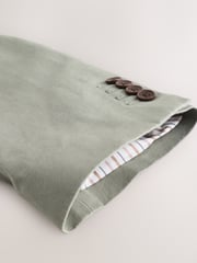 Sage Green Regular Fit Cotton Blend Blazer With Linen and Lyocell - Image 9 of 10