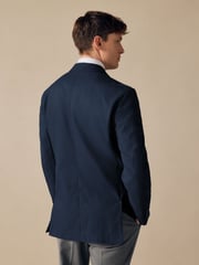 Navy Regular Fit Cotton Blend Blazer With Linen and Lyocell - Image 3 of 12