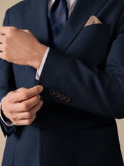 Navy Regular Fit Cotton Blend Blazer With Linen and Lyocell - Image 5 of 12