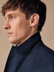 Navy Regular Fit Cotton Blend Blazer With Linen and Lyocell - Image 7 of 12