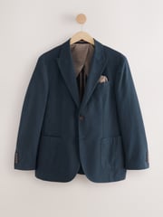 Navy Regular Fit Cotton Blend Blazer With Linen and Lyocell - Image 8 of 12
