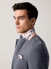 Navy Blue Slim Fit Herringbone Jersey Blazer - Image 6 of 11