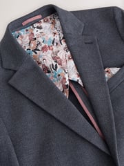 Navy Blue Slim Fit Herringbone Jersey Blazer - Image 9 of 11