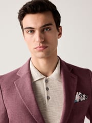 Pink Slim Fit Herringbone Jersey Blazer - Image 5 of 10