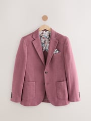 Pink Slim Fit Herringbone Jersey Blazer - Image 6 of 10