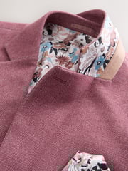 Pink Slim Fit Herringbone Jersey Blazer - Image 8 of 10