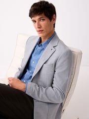 Light Grey Slim Fit Textured Smart Blazer - Image 1 of 9