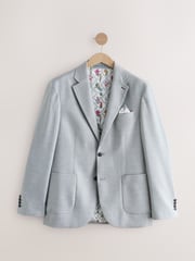 Light Grey Slim Fit Textured Smart Blazer - Image 5 of 9