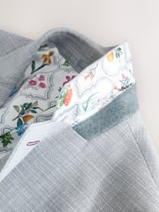 Light Grey Slim Fit Textured Smart Blazer - Image 8 of 9