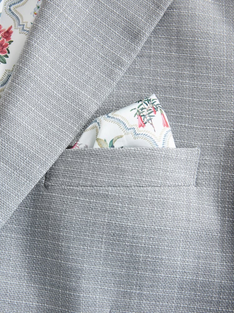 Light Grey Slim Fit Textured Smart Blazer - Image 9 of 9