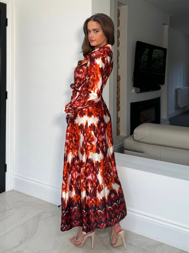 Girl In Mind Dark Orange Brielle Shirt Maxi Dress - Image 2 of 4
