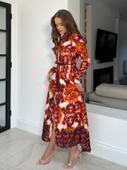 Girl In Mind Dark Orange Brielle Shirt Maxi Dress - Image 3 of 4