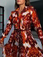 Girl In Mind Dark Orange Brielle Shirt Maxi Dress - Image 4 of 4