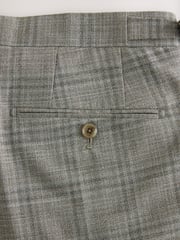 Taupe Tailored Fit Check Texture Suit Trousers - Image 13 of 13
