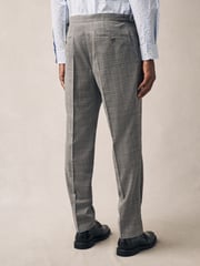 Taupe Tailored Fit Check Texture Suit Trousers - Image 4 of 13