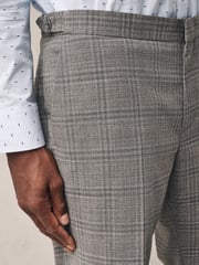 Taupe Tailored Fit Check Texture Suit Trousers - Image 5 of 13