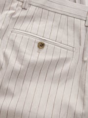 Neutral Slim Fit Striped Suit Trousers With Linen - Image 10 of 10