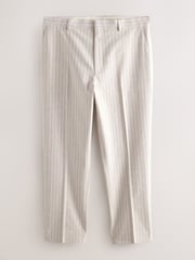 Neutral Slim Fit Striped Suit Trousers With Linen - Image 6 of 10