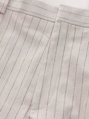 Neutral Slim Fit Striped Suit Trousers With Linen - Image 9 of 10