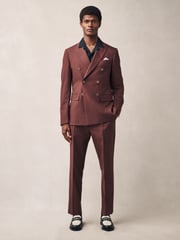 Rust Brown Slim Fit Suit Trousers - Image 3 of 11