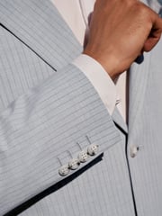 Grey Skinny Fit Striped Suit Jacket - Image 5 of 10