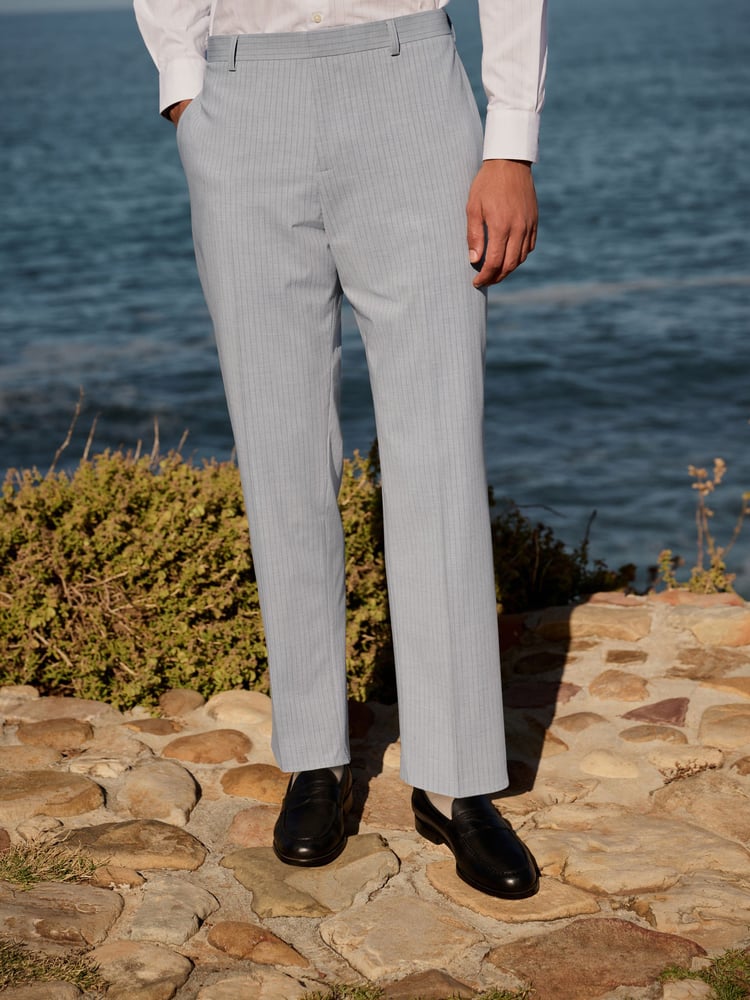 Grey Skinny Fit Striped Suit Trousers - Image 2 of 9