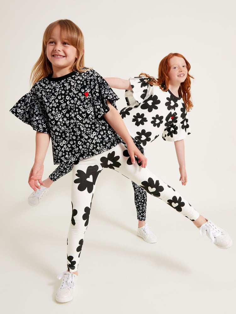 Monsoon Black Floral Print 100% Cotton T-Shirts 2 Pack - Image 1 of 4