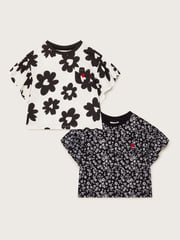Monsoon Black Floral Print 100% Cotton T-Shirts 2 Pack - Image 2 of 4