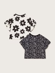 Monsoon Black Floral Print 100% Cotton T-Shirts 2 Pack - Image 3 of 4