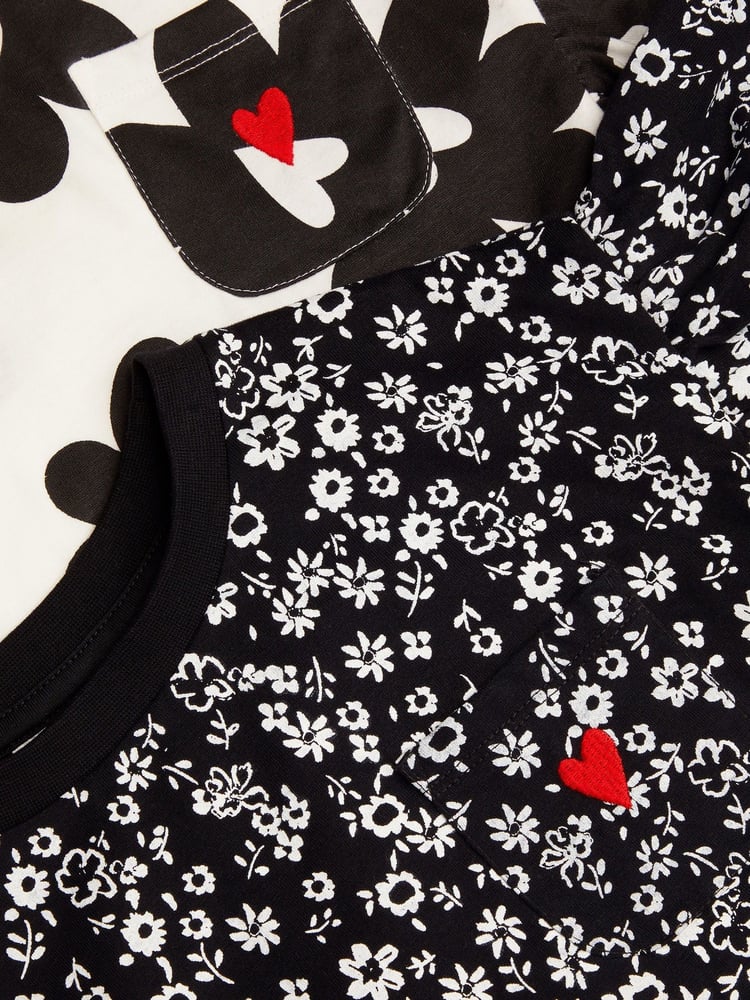 Monsoon Black Floral Print 100% Cotton T-Shirts 2 Pack - Image 4 of 4