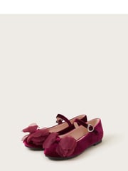 Monsoon Red Velvet Bow Ballerina Flats - Image 1 of 3