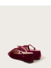 Monsoon Red Velvet Bow Ballerina Flats - Image 3 of 3