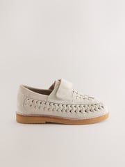 Neutral Suede Woven Loafers - Image 2 of 5
