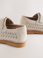 Neutral Suede Woven Loafers - Image 5 of 5
