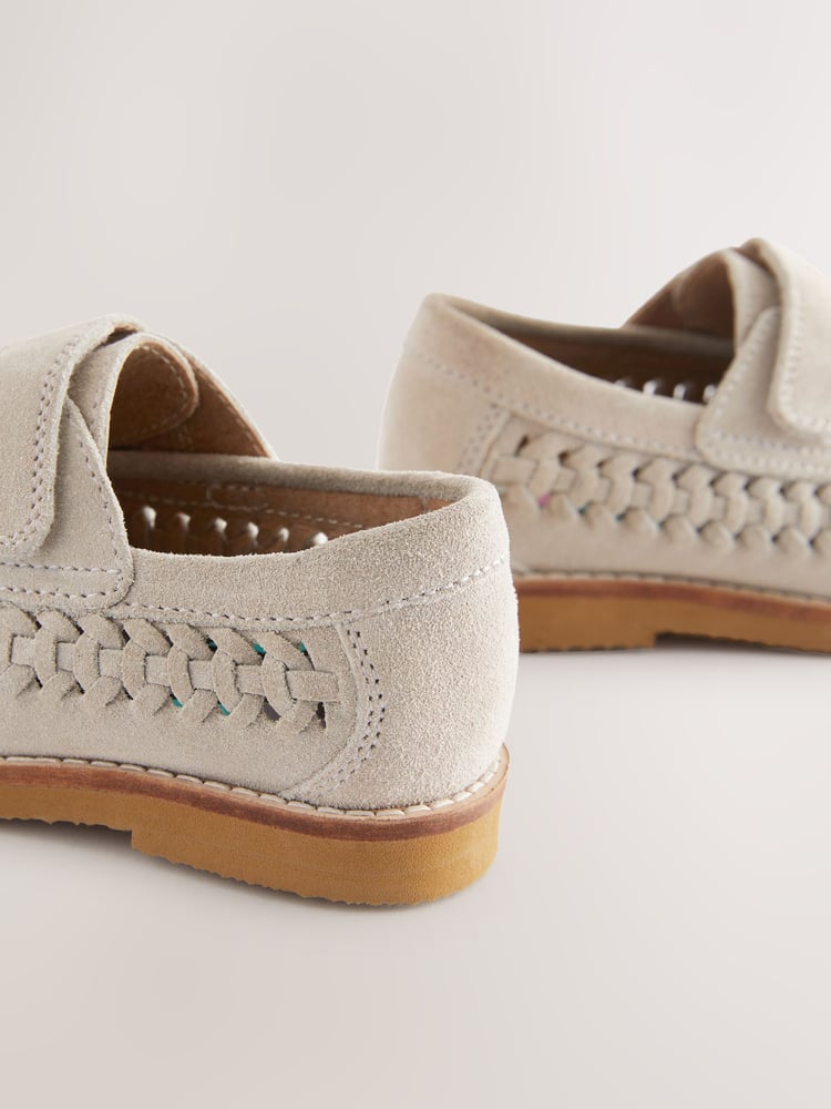 Neutral Suede Woven Loafers - Image 5 of 5