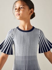 Reiss Silver Ice 9-13 yrs Metallic Contrast Ribbed Dress - Image 1 of 4