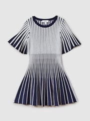 Reiss Silver Ice 9-13 yrs Metallic Contrast Ribbed Dress - Image 2 of 4