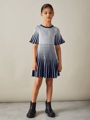 Reiss Silver Ice 9-13 yrs Metallic Contrast Ribbed Dress - Image 3 of 4