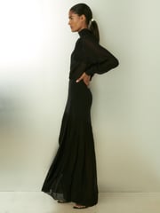 Reiss Black Octivia Sheer Jersey Gathered Maxi Dress - Image 4 of 7