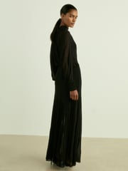 Reiss Black Octivia Sheer Jersey Gathered Maxi Dress - Image 6 of 7