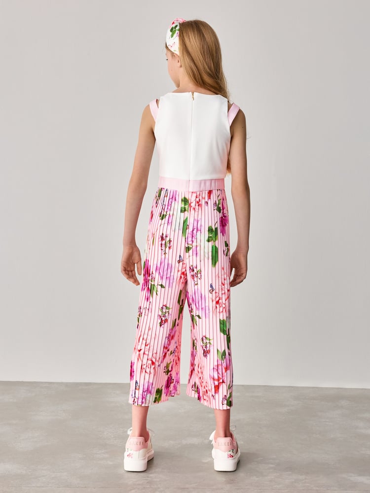 Baker by Ted Baker Pink Pleated Leg Floral Print Jumpsuit - Image 2 of 9