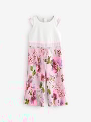 Baker by Ted Baker Pink Pleated Leg Floral Print Jumpsuit - Image 6 of 9