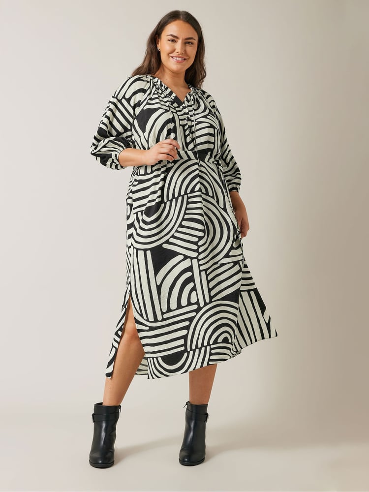 Evans Abstract Swirl Print Midi Dress - Image 1 of 5